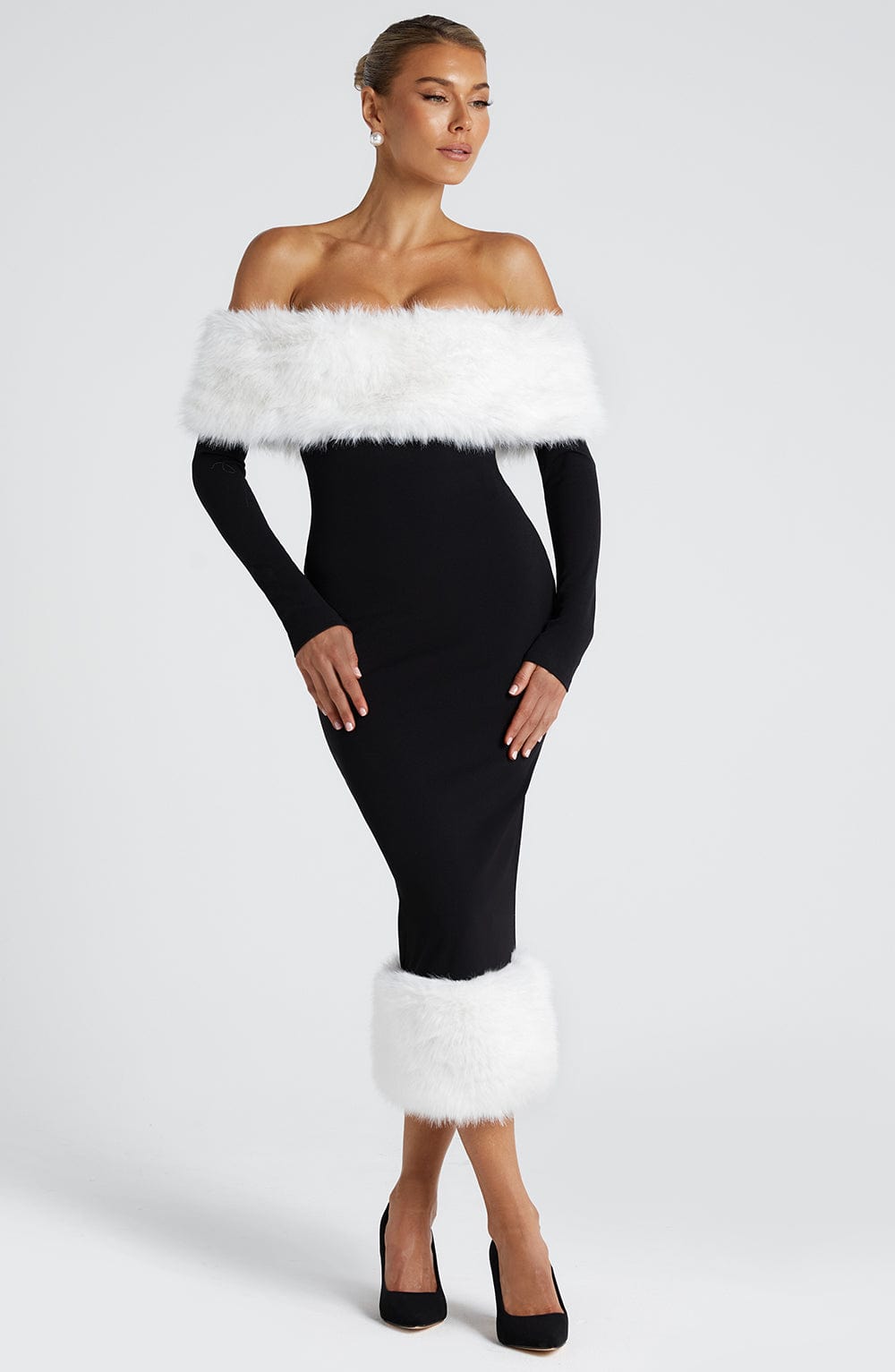 VITTORIA MIDI DRESS - BLACK/WHITE