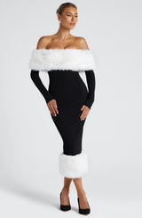 VITTORIA MIDI DRESS - BLACK/WHITE