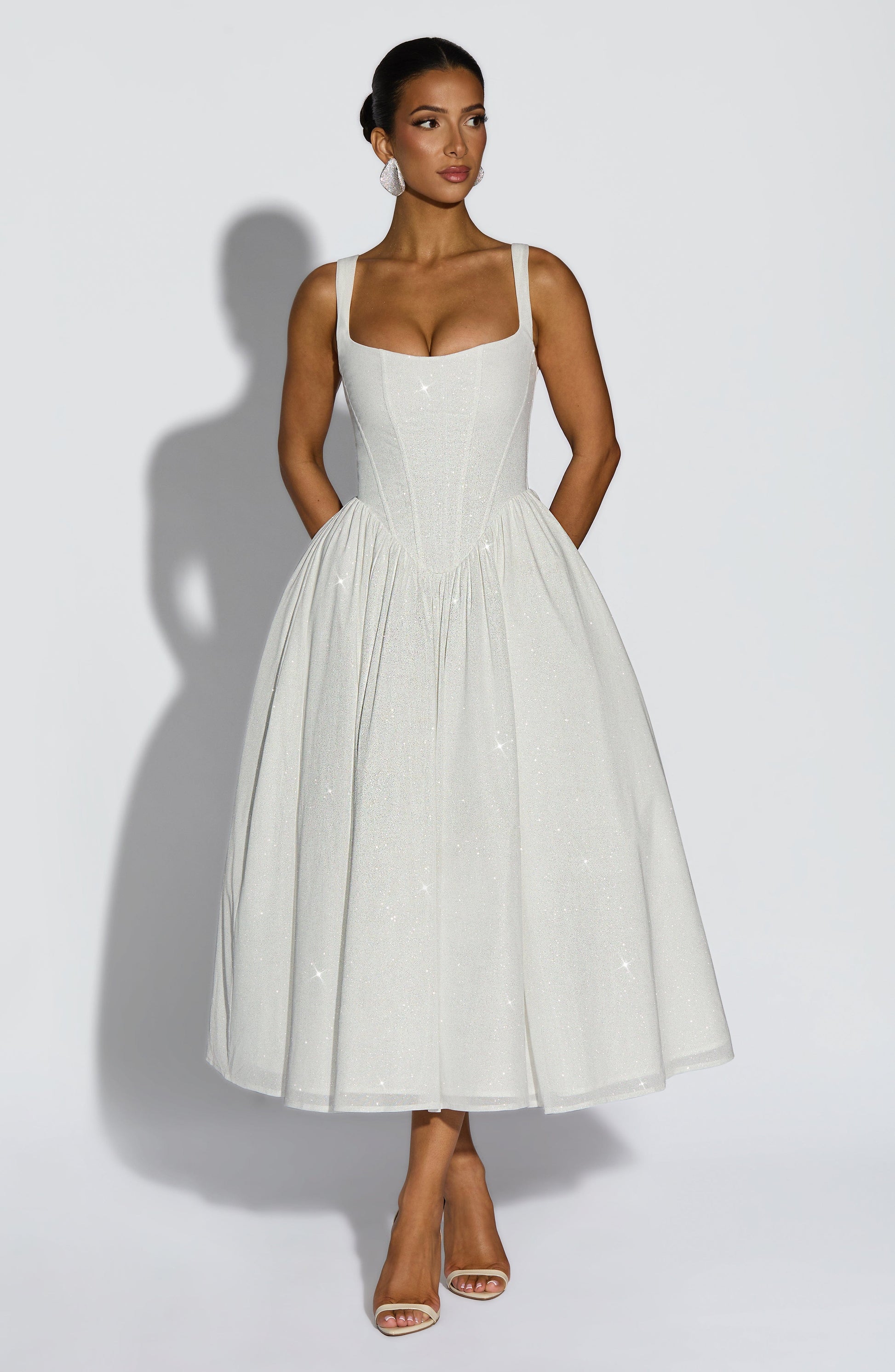 VIVIENNE MIDI DRESS - IVORY SPARKLE