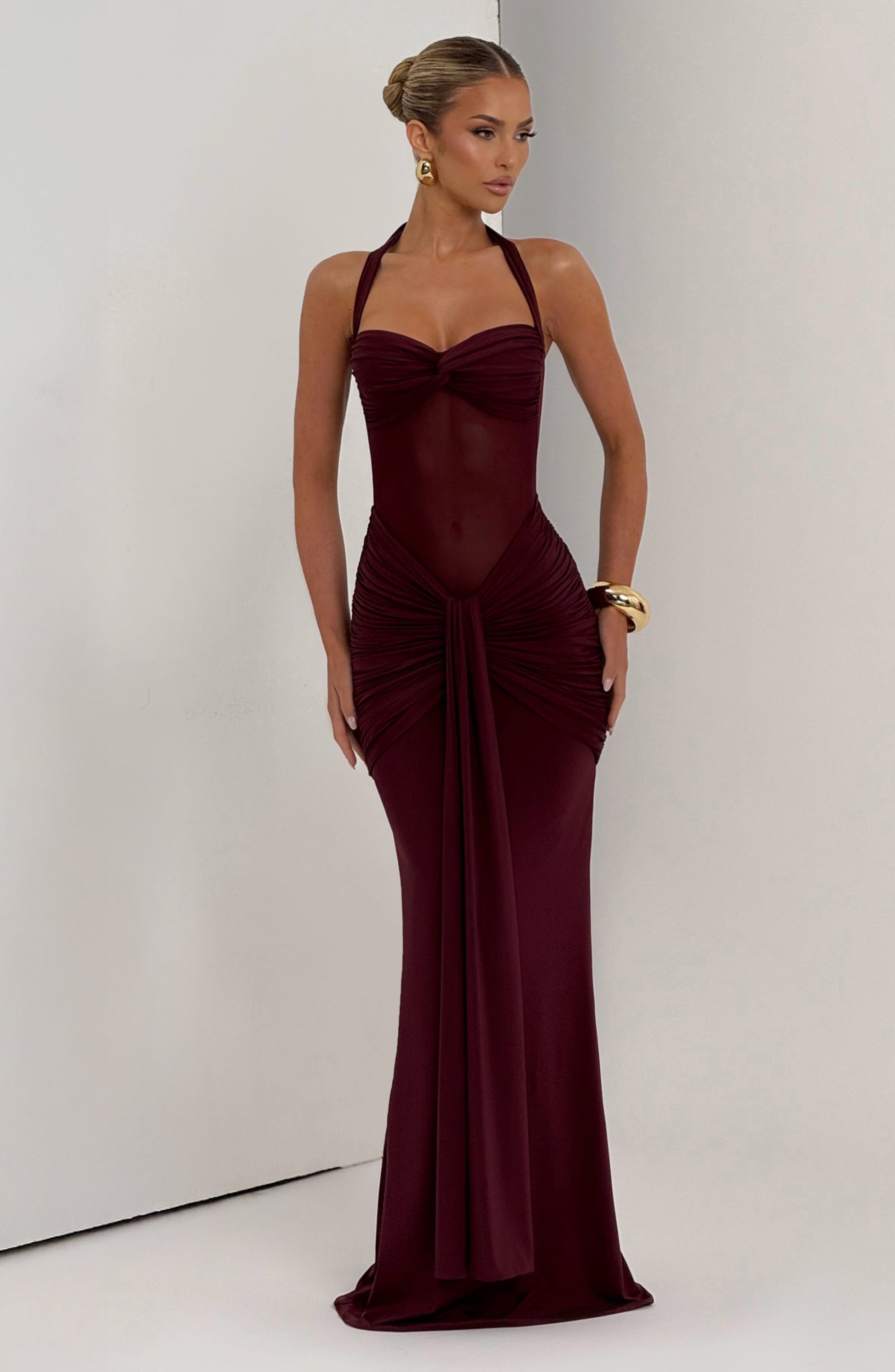 VIXEN MAXI DRESS - CHERRY LACQUER