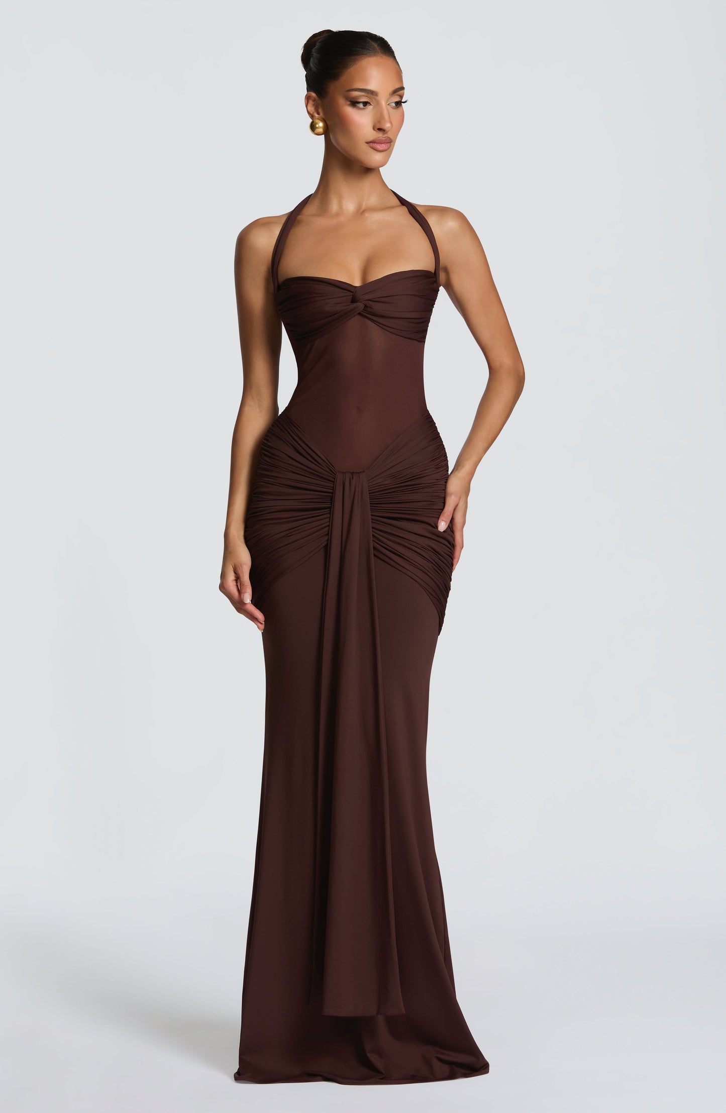 VIXEN MAXI DRESS - PLUM BROWN