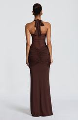 VIXEN MAXI DRESS - PLUM BROWN