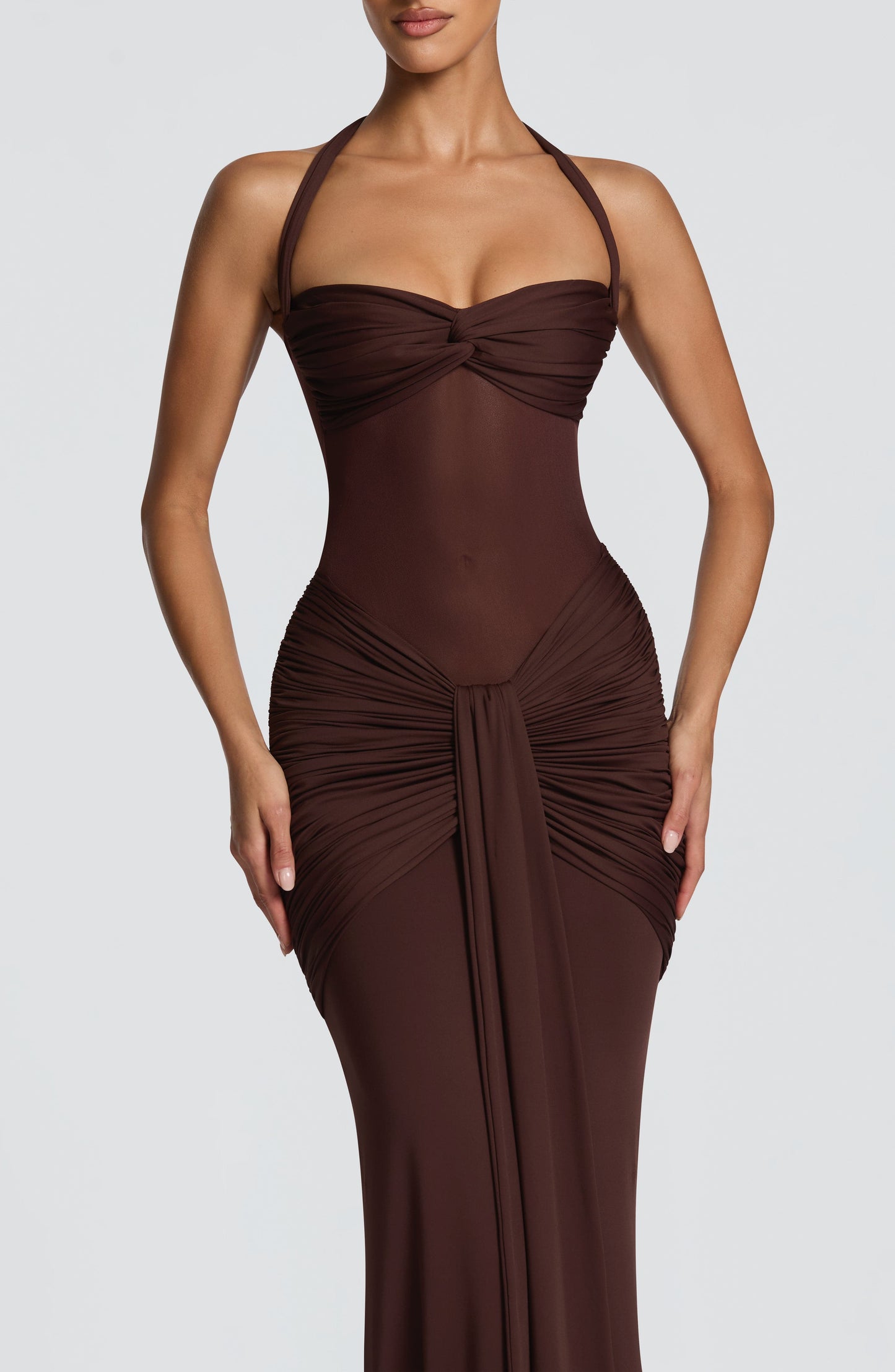 VIXEN MAXI DRESS - PLUM BROWN