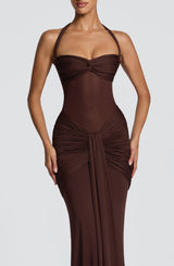 VIXEN MAXI DRESS - PLUM BROWN