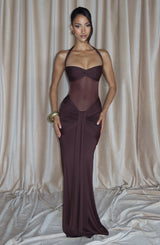 VIXEN MAXI DRESS - PLUM BROWN