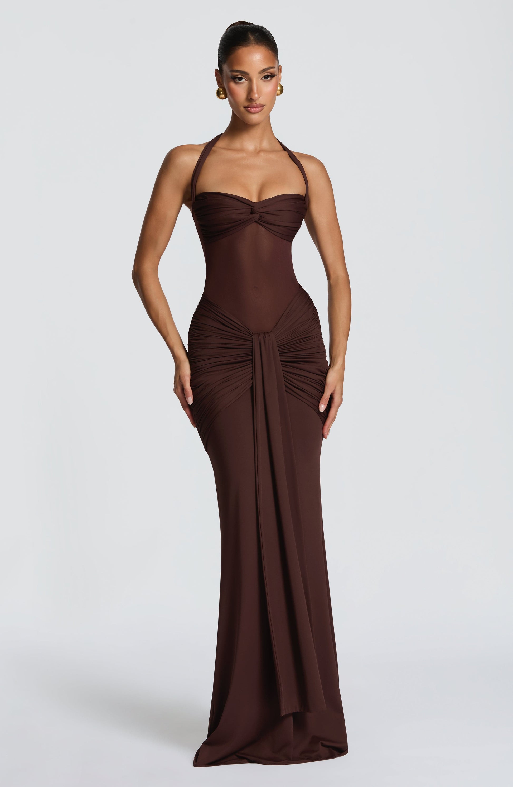 VIXEN MAXI DRESS - PLUM BROWN