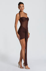 VIXEN MINI DRESS - PLUM BROWN