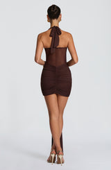 VIXEN MINI DRESS - PLUM BROWN