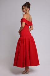 WILHELMINA MIDAXI DRESS - RED
