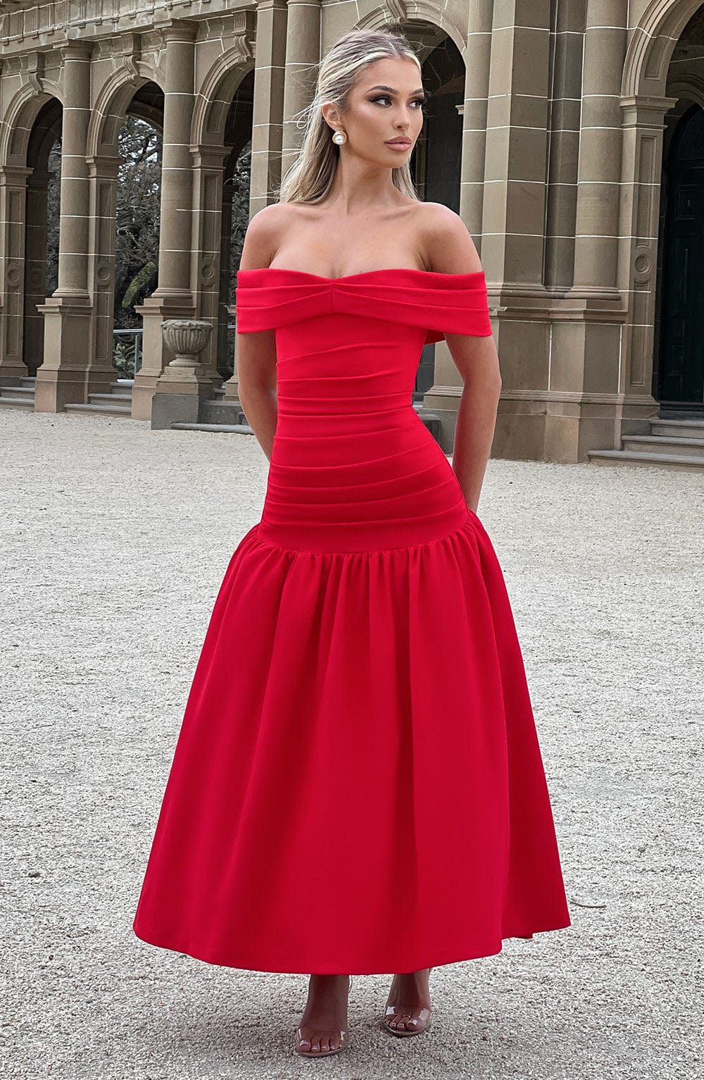 WILHELMINA MIDAXI DRESS - RED