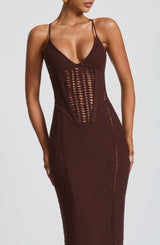 XANTHE MAXI DRESS - PLUM BROWN