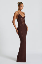XANTHE MAXI DRESS - PLUM BROWN