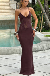 XANTHE MAXI DRESS - PLUM BROWN