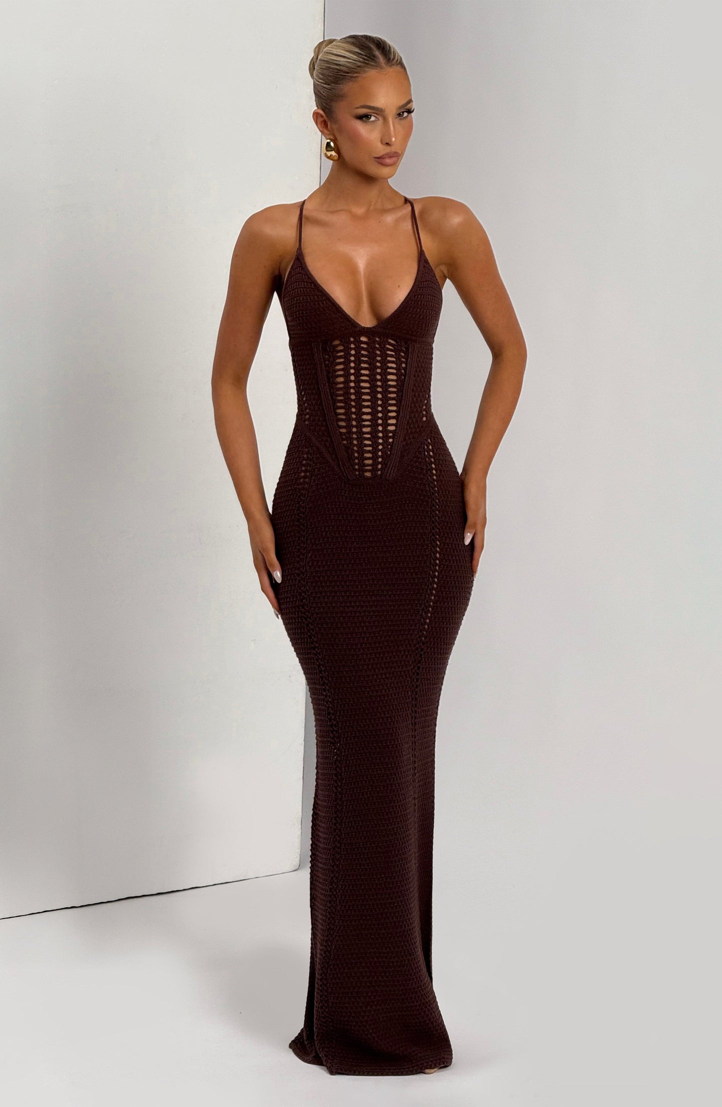 XANTHE MAXI DRESS - PLUM BROWN