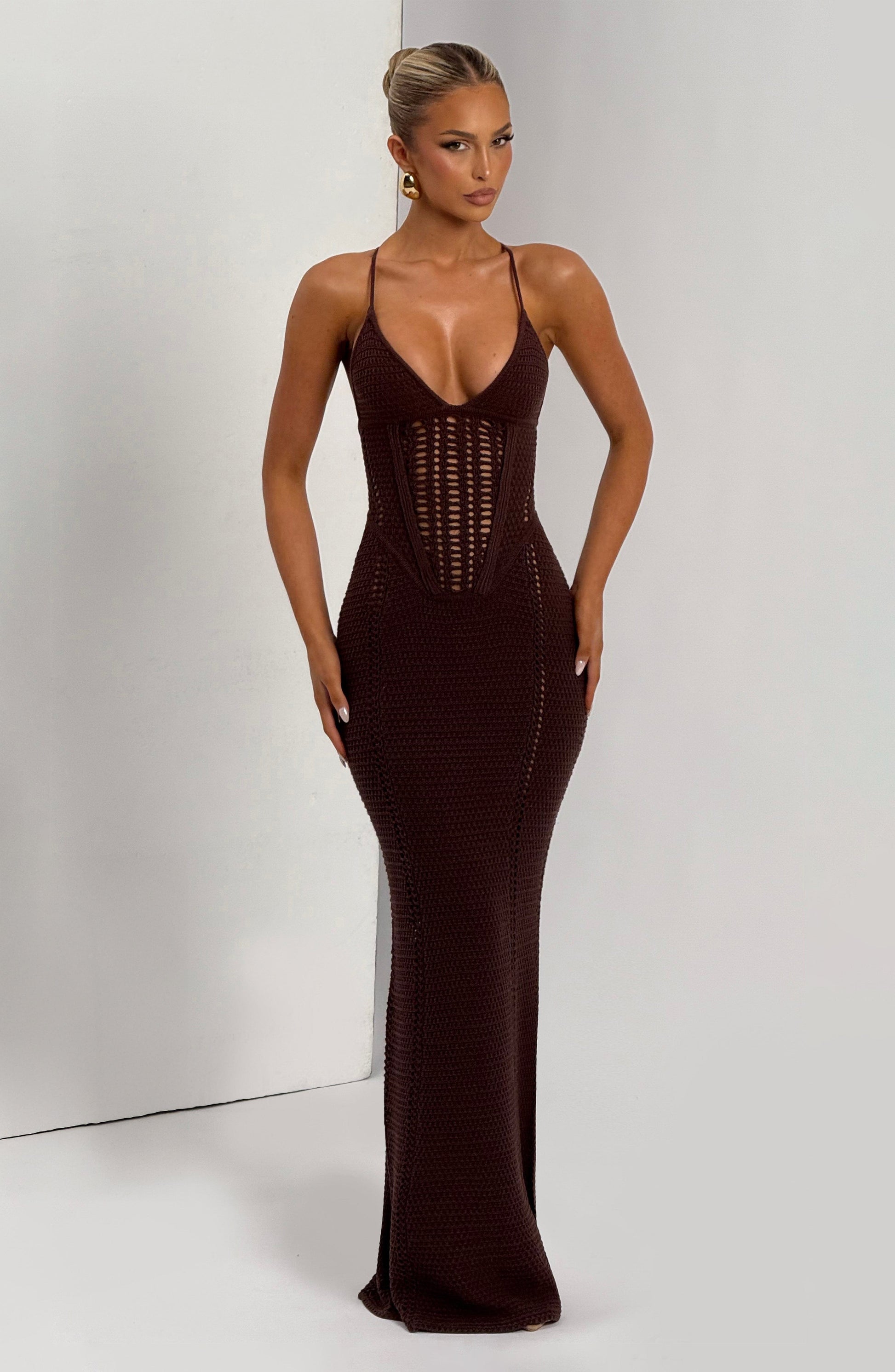XANTHE MAXI DRESS - PLUM BROWN
