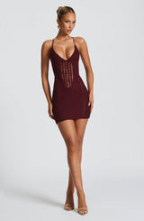 XANTHE MINI DRESS - CHERRY LACQUER
