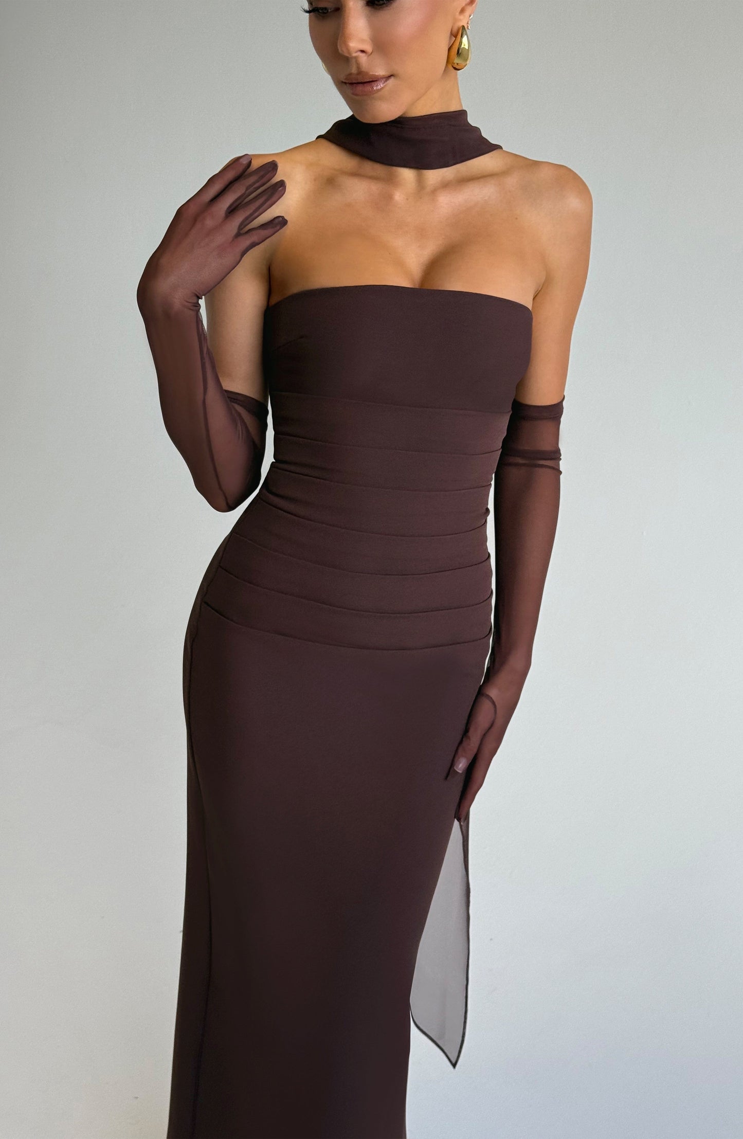 YULIA MAXI DRESS - PLUM BROWN