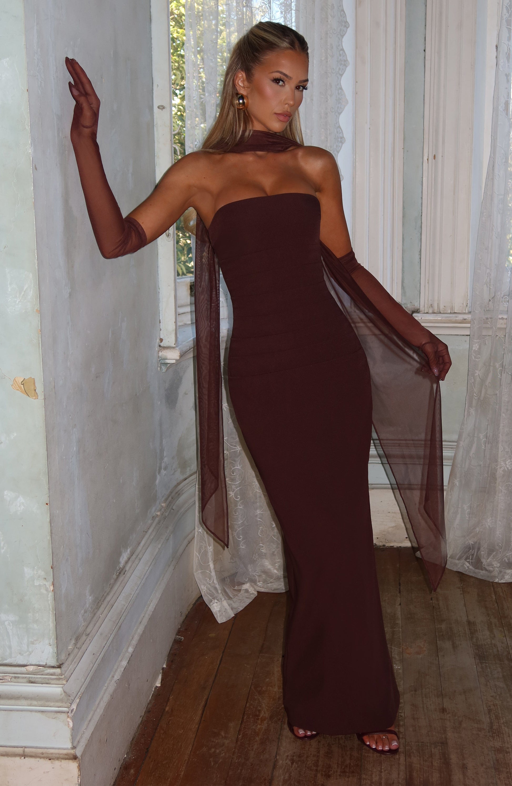 YULIA MAXI DRESS - PLUM BROWN